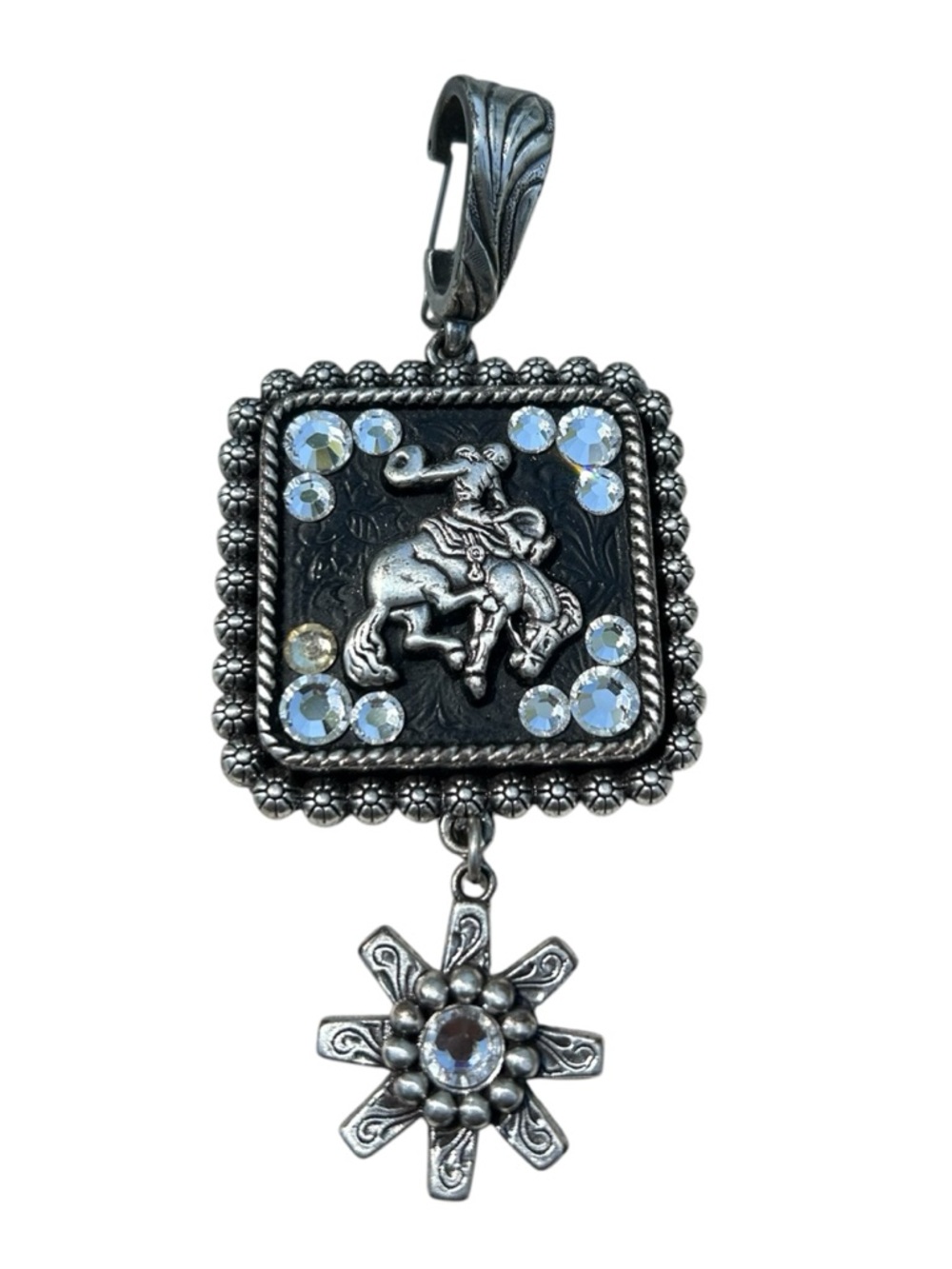 Silver-Tone Cowgirl Horse Rodeo Riding Belt Charm Bag Accessory, Western Pendant